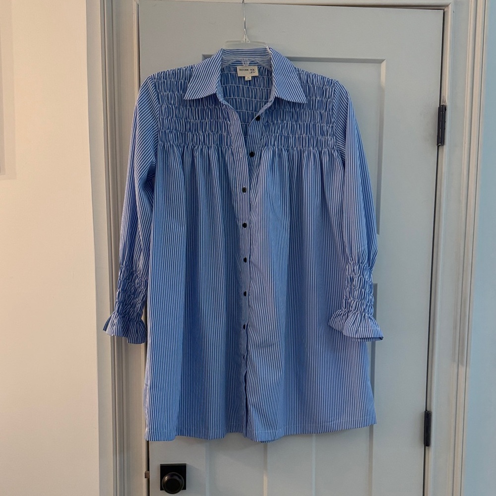 Blue Striped Button-Up Shirt/Dress